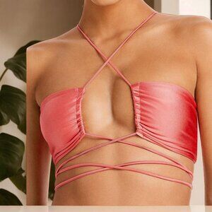 JADE Swim Women's Livi Shimmer Strappy Bikini Swim Top Size M NWT
